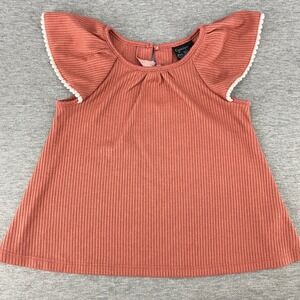 Cynthia Rowley Baby Girl Coral Ribbed Flutter Sleeve Top Size 24M